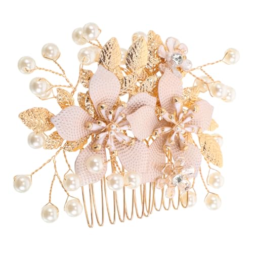 VINTORKY Eleganter Braut Haarkamm mit Strass und Künstlichen Perlen Floraler Haarschmuck für Hochzeitsfrisuren Geeignet für Steckfrisuren und Braut Styling Schmuck für Frauen und Mädchen von VINTORKY