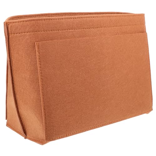 VINTORKY Felt Purse Organizer Für Handtaschen Praktischer Kosmetik Organizer Mit Mehreren Fächern Langlebiges Filzmaterial Für Damen Und Verschiedene Taschenstile Mittelgroß Camel von VINTORKY