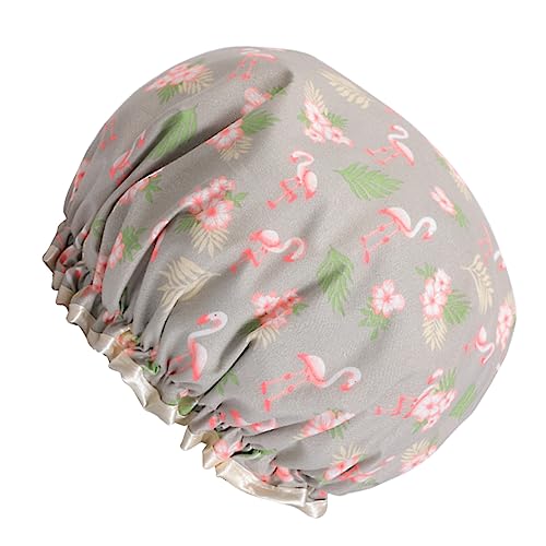 VINTORKY Duschhaube Damen Doppellagige Badekappe Wasserdichte Und Ölbeständige Haarhaube Mit Flamingo-muster Für Dusche Küche Und Spa Leicht Für Unterwegs von VINTORKY