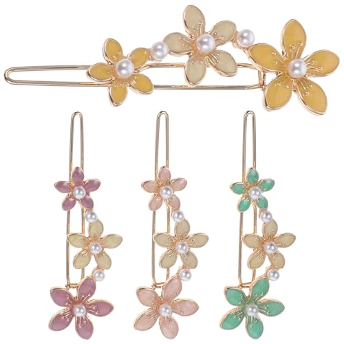VINTORKY 4stücke Teiliges Perlen-haarspangen Mit Eleganten Metallblumen Dekorative Haarschmuck Für Frauen Goldene Haarklammern Für Stilvolle Frisuren von VINTORKY