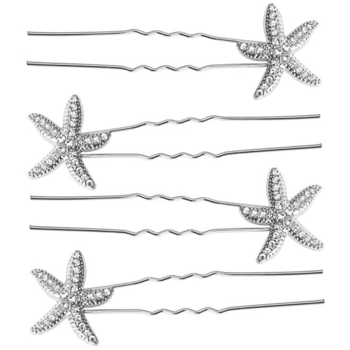 VINTORKY 4stücke Stern-haarspangen Aus Legierung Stern-haarnadel Für Hochzeitsfrisuren Haarschmuck Für Frauen Strand-stil Haarreif Brautjungfern Accessoires Haarschmuck Für Bräute Zur Hochz von VINTORKY