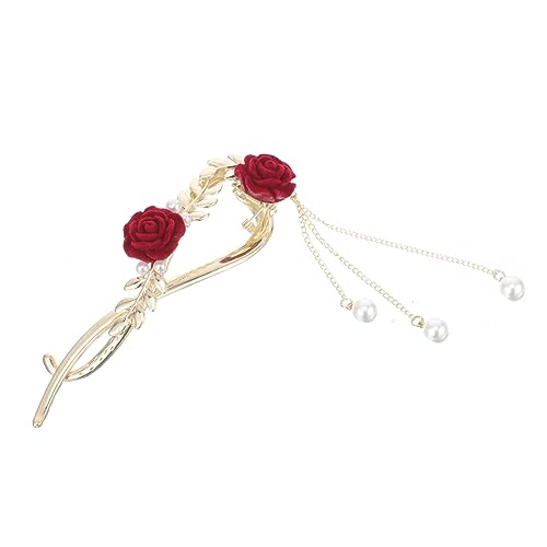 VINTORKY Blüten-haarclip Für Damen Perlen-tropfen Haarschmuck Mit Rosenblüte Und Quaste Für Hochzeiten Und Besondere Anlässe Verleiht Jedem Outfit Einen Eleganten Touch von VINTORKY