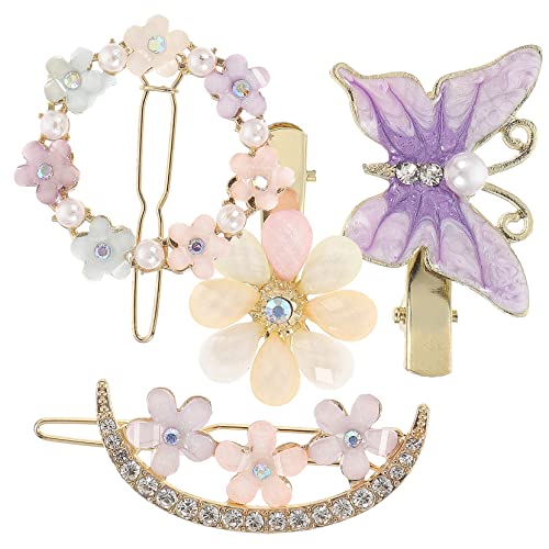 VINTORKY 4stücke Blumen-haarspangen Mit Strass Für Frauen Und Mädchen Stilvolle Haarklammern Für Verschiedene Anlässe Robust Und Langlebig Für Elegante Frisuren von VINTORKY