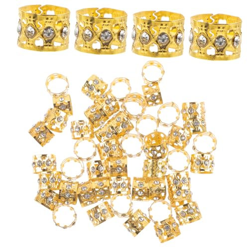 VINTORKY Haarschmuck- -Set aus Metall 50-teilig Haarmanschetten große Perlen Dreadlock-Extensions Schmuck Zopf-Accessoire Vintage-Finish VINTORKY Haarschmuck- -Set aus Metall 50-teilig Haarmanschetten große Perlen Dreadlock-Extensions Schmuck Zopf-Accessoire Vintage-Finish von VINTORKY