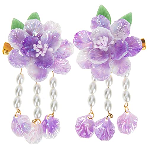 VINTORKY 1paar Retro Blumen Haarklammer Mit Perlen Und Quaste Elegante Haarspange Für Damen Als Haaraccessoire Für Besondere Anlässe Und Alltag von VINTORKY