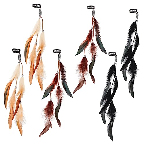 VINTORKY 6stücke Haarspangen Für Frauen Haarverlängerung Quasten-kopfbedeckungen Feder-haarverlängerung Kopfschmuck Feder-kopfschmuck Vintage-kopfbedeckungen Böhmische Haarspangen - von VINTORKY