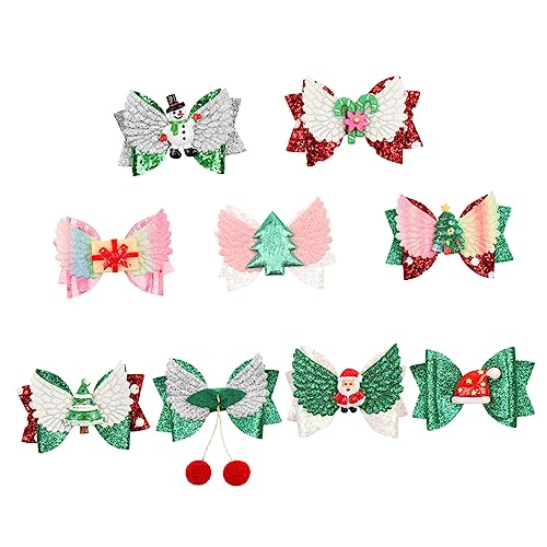 VINTORKY 9stücke Teiliges Weihnachts-haarspangen Glitzer-bowknot-clips Für Junge Mädchen Accessoires Für Festlichkeiten Partys Und Täglichen Gebrauch von VINTORKY