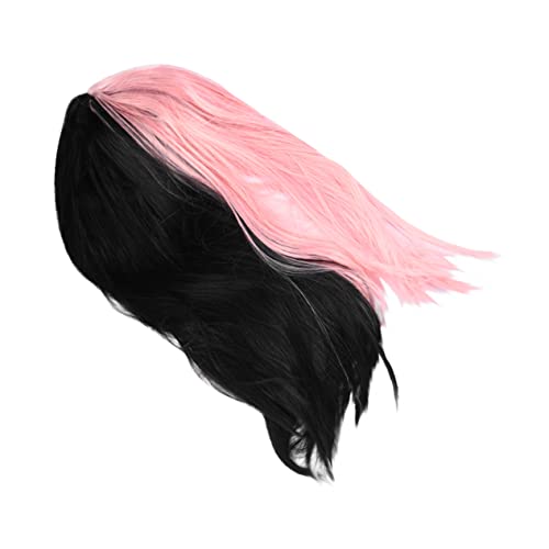 VINTORKY Perücke Für Damen Lange Glatte Haare Mit Farbverlauf Schwarz Und Rosa Haarschmuck Atmungsaktiv Bequem Für Täglichen Gebrauch von VINTORKY