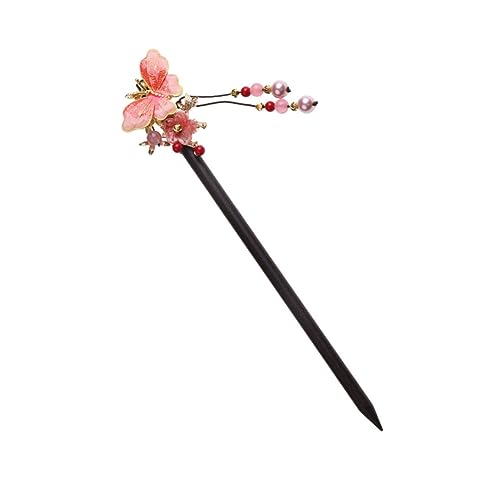 VINTORKY Braut Haarspange Hanfu-Haarnadel japanisch Haarstab aus Holz stäbchen Haarklammer Haarstock Haarknoten-Stick die Blumen Haarschmuck Haarteil Brötchen Damen Kopfbedeckung Perle von VINTORKY