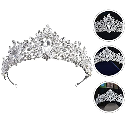 VINTORKY Hochzeit Haarschmuck für Damen Vintage Tiara Krone mit Weißen Kristallen für Braut Verlobung und Partys Einfach zu mit Band von VINTORKY