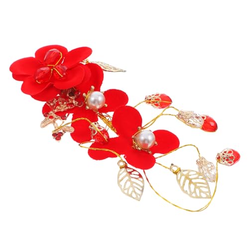 VINTORKY Rote Blume Haarspange Braut Haarnadel Haarspange Für Frauen Hochzeit Haar-accessoire Für Die Braut von VINTORKY