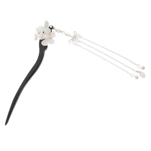 VINTORKY Holz Haarstab mit Blumenanhänger und Quaste Chinesischer Haarnadel für Frauen Langlebiger Haarklammer halter für Dutt Eleganter Haarschmuck für Japanische und Traditionelle von VINTORKY