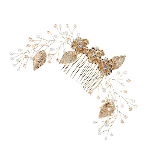 VINTORKY Braut Haarschmuck Goldene Haarspange Mit Blattdesign Und Kristallen Elegantes Accessoire Für Hochzeiten Braut Und Brautjungfern Multifunktionales Haardekor Für Besondere Anlässe von VINTORKY