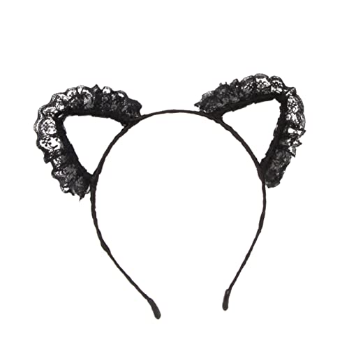VINTORKY Katzenohren Haarreif Aus Schwarzer Spitze Für Frauen Süßes Cosplay Zubehör Für Partys Halloween Und Kostüme Mit Bequemer Passform Und Hübschem Design von VINTORKY