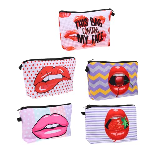 VINTORKY Kosmetiktasche mit Lippendruck 5 Reise Make Up Organizer für Damen Polyester Elegant mit Reißverschluss VINTORKY Kosmetiktasche mit Lippendruck 5 Reise Make Up Organizer für Damen Polyester Elegant mit Reißverschluss von VINTORKY
