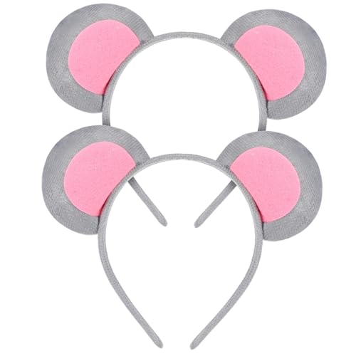 VINTORKY Kostüm-kopfbedeckung Für -stirnband 2 Stück Grau Flauschige -ohren Haarreif Party-kopfschmuck Für Mädchen Zufälliger Stil von VINTORKY
