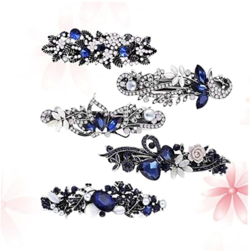 VINTORKY 5stücke Teiliges Blumen-haarspangen Mit Kristallen Für Damen Und Mädchen Vintage-französische Clips Als Hochzeits Und Brautschmuck Um Look Zu Vervollständigen von VINTORKY