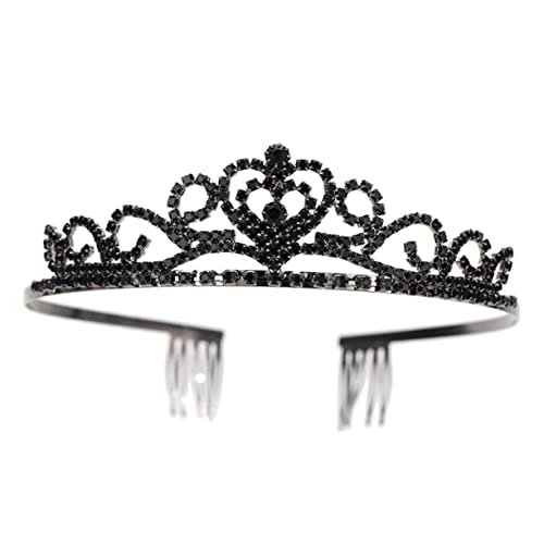 VINTORKY Kopfschmuck Schwarz Mit Strass Krone Für Damen Party Stirnbänder Hochzeit Accessoire Braut Haarreif Schwarz von VINTORKY