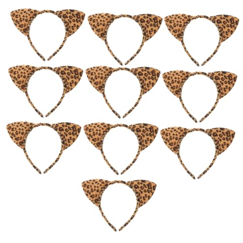 VINTORKY 10 Stück Katzenohr-stirnband Mit Leopardenmuster Modisches Stirnband Für Damen Leicht Bequem Ohren-stirnband Für Cosplay-partys Halloween von VINTORKY