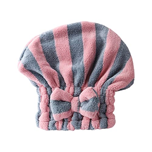 VINTORKY Mikrofaser Duschwickelhaube mit Streifen Saugfähige Badehaube für Damen und Herren Tragbare Badekappe für Fitnessstudio und Reisen von VINTORKY