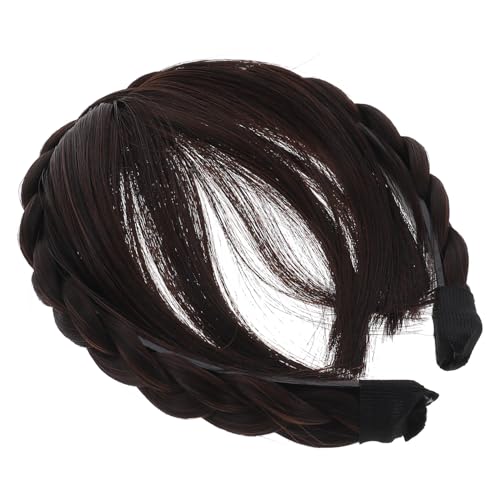 VINTORKY Synthetische Perücke Dunkelbraun Stirnband Haarverlängerung Für Frauen Mädchen Fronthaarband Stirnhaarverlängerung Geeignet Für Alltag Party Kostüm von VINTORKY