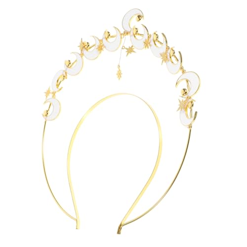 VINTORKY Mond Tiara Haarschmuck Für Frauen Braut Stirnband Mondkrone Haarband Für Frauen Braut Kopfschmuck Haarschmuck Für Teenager Mädchen Hochzeit Haarschmuck Braut Stirnband von VINTORKY