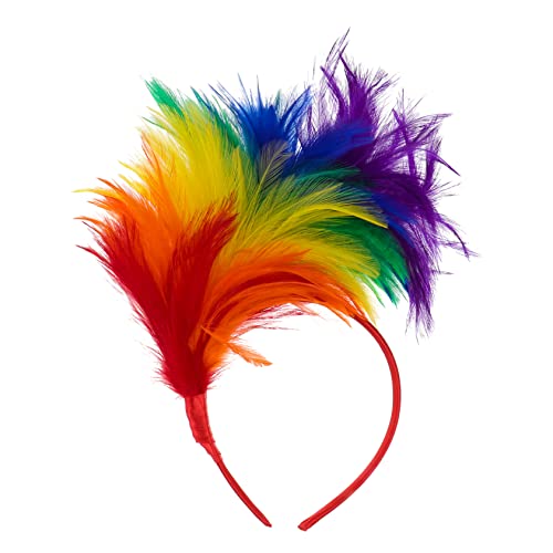 VINTORKY Party-Kopfbedeckung Regenbogen-Kopfschmuck gefiedert Haarband wedding hair accessories federhaarreif rotes kleid Feenkleid Kopfschmuck aus Federn Kopfbedeckung für Frauen Colorful von VINTORKY
