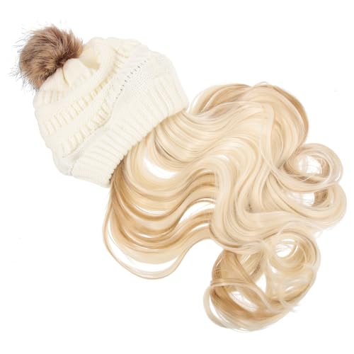 VINTORKY Perückenmütze Mit Welligen Haaren Warmes Beanie Für Damen Abnehmbare Langhaarperücke Synthetische Fasern Passt Kopf von VINTORKY