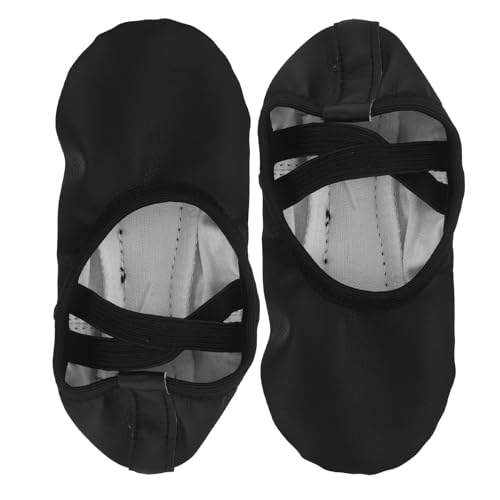 VINTORKY Pu Ballettschuhe für Damen und Mädchen Weiche Flexible Flachsohle Schnürfreie Tanzschläppchen für Ballett Modern Dance Yoga und Bühnenauftritte Schwarz von VINTORKY