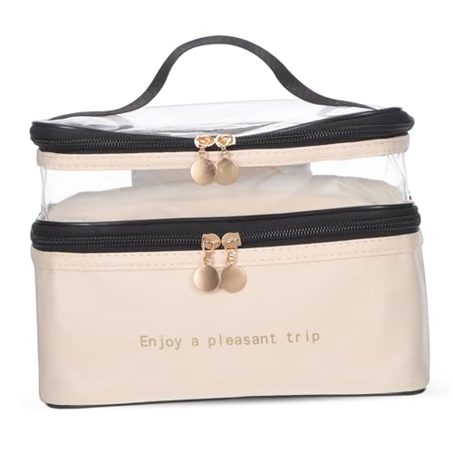 VINTORKY Doppellagige Reise-Kosmetiktasche Transparente Make-up-Tasche Mit Großem Fassungsvermögen Organizer Für Beauty-Produkte Und Toilettenartikel Mit Robustem Reißverschluss Und von VINTORKY