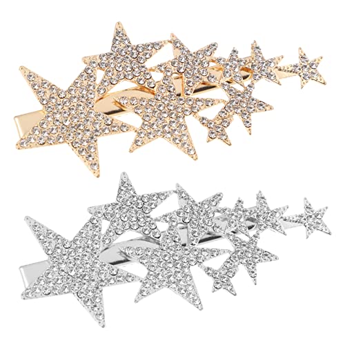 VINTORKY 2Stücke Strass Haarclips Stern Haarnadeln Kopfschmuck für Damen Kreative Haaraccessoires für Festlichkeiten und Alltag von VINTORKY