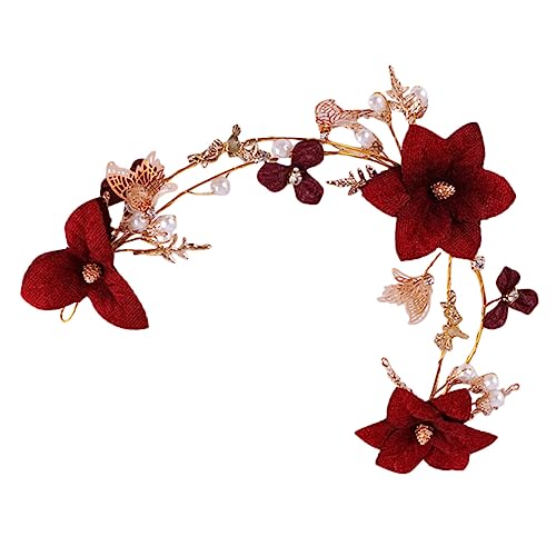 VINTORKY Rote Haarschmuck Damen Kopfschmuck Haarschmuck Für Hochzeit Frauen Stirnband Hochzeit Haarschmuck Braut Haarschmuck Für Hochzeit Kopfschmuck Für Braut Braut Kopfschmuck von VINTORKY