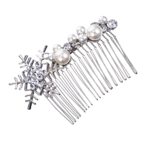 VINTORKY Braut Haarkamm Mit Perlen Und Schneeflocken-design Eleganter Kopfschmuck Für Hochzeiten Und Besondere Anlässe Festlicher Haarschmuck Für Damen von VINTORKY