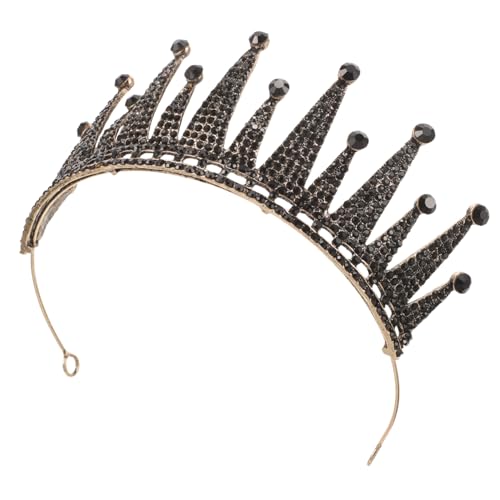 VINTORKY Schwarze Barock Tiara Krone mit Strasssteinen Leichter Legierungs Haarschmuck für Damen Braut und Halloween Kostüm Eleganter Kopfschmuck für Hochzeit Abschlussball und Festzug von VINTORKY
