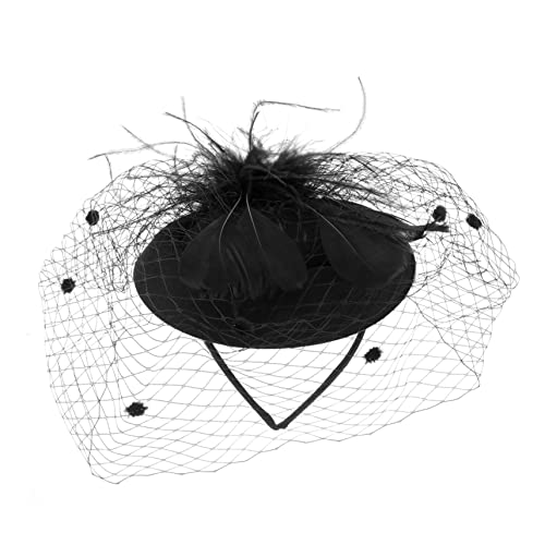 VINTORKY Schwarzer Klapphut Vintage-kopfschmuck Schwarze Stirnbänder Für Frauen Damenhüte Fascinators Stirnband Vintage Fascinatoren Hochzeitshüte Für Frauen Haarschmuck Zubehör Mode Braut von VINTORKY