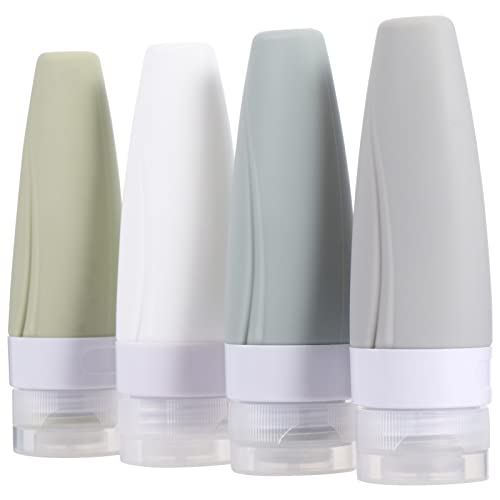 VINTORKY Silikon-reiseflaschen-set 4-teilig Auslaufsicher Leere Flaschen 60 Ml Nachfüllbar Reise-toilettenartikel Für Shampoo Waschen Gesichtswaschen Handcreme von VINTORKY