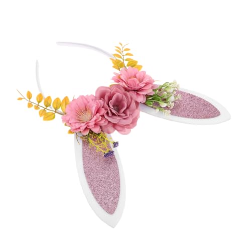 VINTORKY Hasenohren-stirnband Mit Blumen-design -kopfschmuck Für Damen Und Mädchen Cartoon-haarband Als Kostüm-zubehör Für Festivals Und Partys von VINTORKY