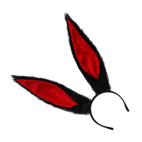 VINTORKY Hasenohren Haarband Cosplay Kostüm Kopfbedeckung Für Damen 33cm Weich Schwarz Rot Für Partys Festivals Und Halloween von VINTORKY