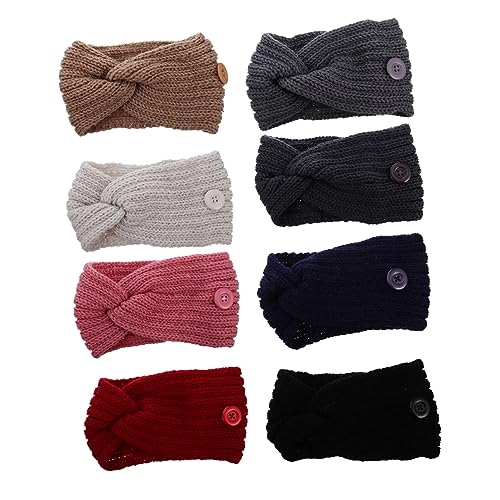 VINTORKY 8stücke Teiliges Warmer Gestrickter Damen-stirnbänder Mit Knopf Ohrwärmer Für Winteraktivitäten Weich Und Bequem Für Outdoor-ausflüge Und Kaltes Wetter von VINTORKY