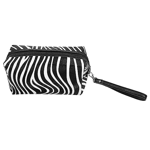 VINTORKY Kulturbeutel Mit Zebra-Print Zugelassener Reise-kulturbeutel Für Damen Gewebte Kosmetiktasche Mit Großem Fassungsvermögen Aufbewahrungsbeutel Aus Pu-Leder von VINTORKY