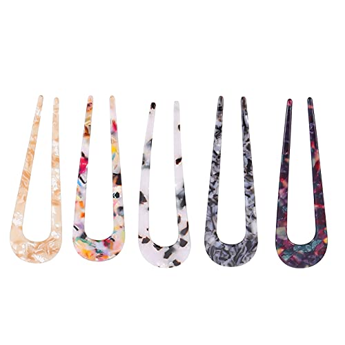 VINTORKY U-förmige Haarnadeln Stilvolle Bedruckte Haarnadeln Für Damen Haarspangen Eleganter Kopfschmuck Für Mädchen Zufällige Farbe von VINTORKY