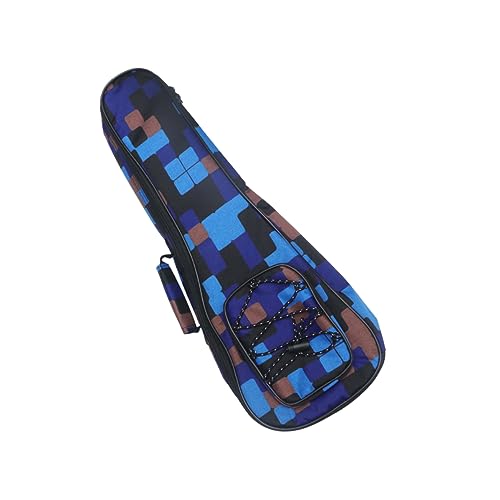VINTORKY Ukulele Rucksack mit Baumwollpolsterung für Männer und Frauen Blumen Karomuster Verstellbare Praktischer Musik Instrumentenbeutel Blau von VINTORKY