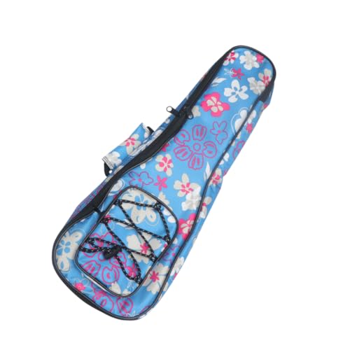 VINTORKY Ukulele Rucksack mit Blumen und Karomuster für Männer und Frauen Gepolstert mit Baumwolle Verstellbare Schultergurte Doppelter Reißverschluss und Praktische Fronttasche von VINTORKY