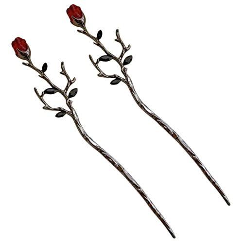 VINTORKY 2stücke Rosenblüten-haarstäbe Für Damen Blumen-duttnadeln Haarnadeln Mit Haarschmuck Für Dutt-frisuren Haarstäbchen Für Styling von VINTORKY