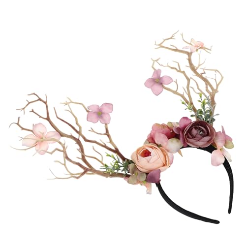 VINTORKY Geweih Kopfschmuck Weihnachts Haarband Elch Stirnband Haarreif Mit Hirschgeweih Kopfbedeckung Für Festivals von VINTORKY