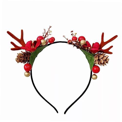 VINTORKY Weihnachtliches Haarband Mit Blumen Und Tannenzapfen Dekoratives Kopfband Für ädchen Und Frauen Antler Haarschmuck Für Festliche Anlässe Und Partys von VINTORKY