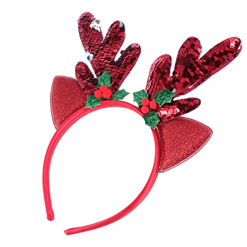 VINTORKY Kreatives Weihnachts-haarband Mit Roten Pailletten Und Rentiergeweih Accessoire Für Karneval Partys Und Feiertagsfeiern Für Erwachsene Geeignet von VINTORKY