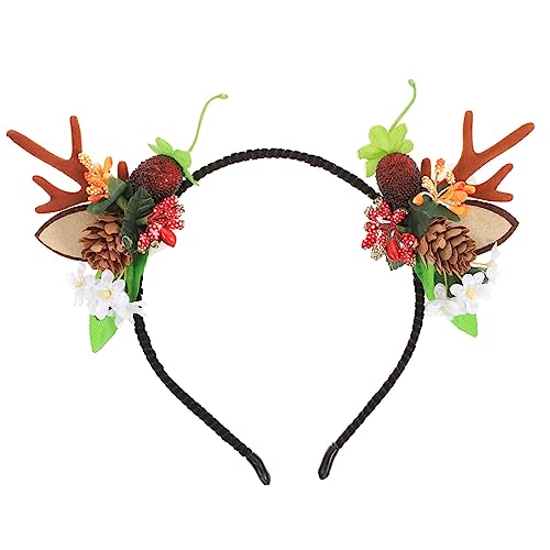 VINTORKY Xmas Antler Haarreif Mit Blumen Kopfbedeckung Für Weihnachten Winterfeste Und Fotoshootings Leicht Und Bequem Für Erwachsene von VINTORKY