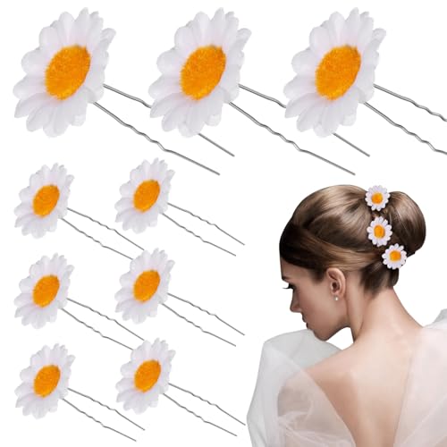 VINTORKY Weißes Daisy Haarklammer Set Blüten Haarspangen Rutschfeste Haarclips Für Hochzeiten Partys Und Geburtstage Ideal Für ädchen Und Damen von VINTORKY
