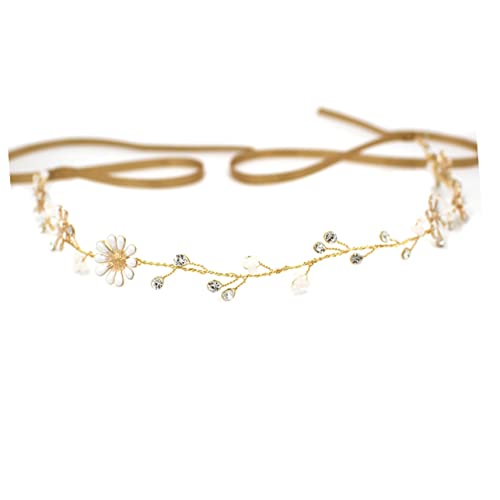 VINTORKY hochzeitshaar schmuck wedding hair accessories Handgemachte Kopfschmuck goldenes haarband Haarbänder Braut Stirnband hochzeit kopfschmuck Hochzeitskleid Kopfbedeckung Zubehör von VINTORKY